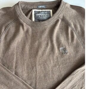Abercrombie & Fitch Mens Muscle Long Sleeve Shirt Brown XL Raglan Distressed